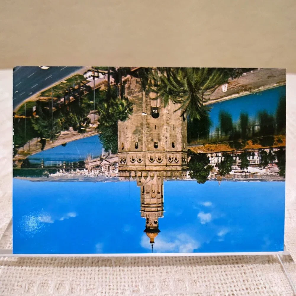 Vintage Sevilla The Golden Tower Guadalquivir Coleccion Triana Spain Postcard UP